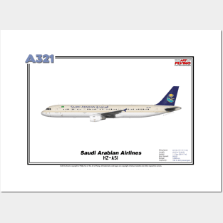 Airbus A321 - Saudi Arabian Airlines (Art Print) Posters and Art